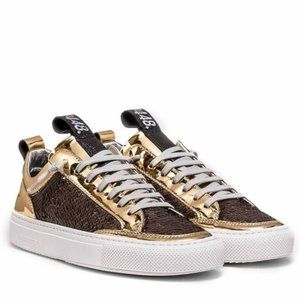 P448 Soho Mixed Media Low-Top Sneakers with Sequin
